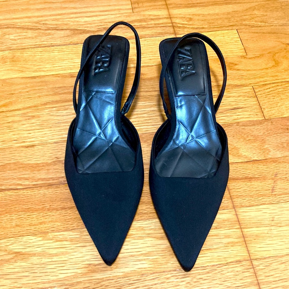 Zara Black sling-back heels